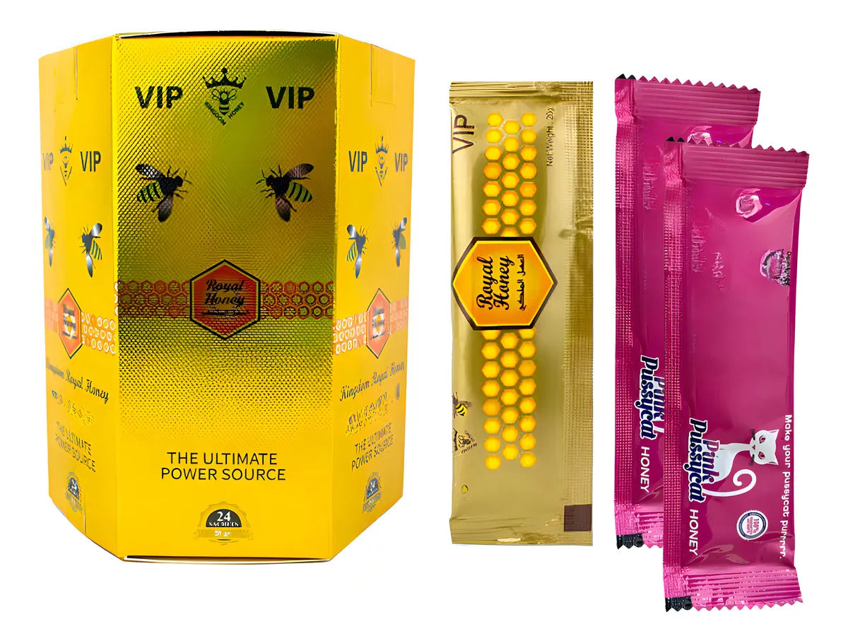 ROYAL HONEY HEXAGONAL CON 24 SOBRES DE 20G MAS 2 SOBRES PINK