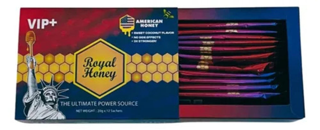MIEL ROYAL HONEY VIP SABOR COCO CON 12 SOBRES DE 20G NATURAL