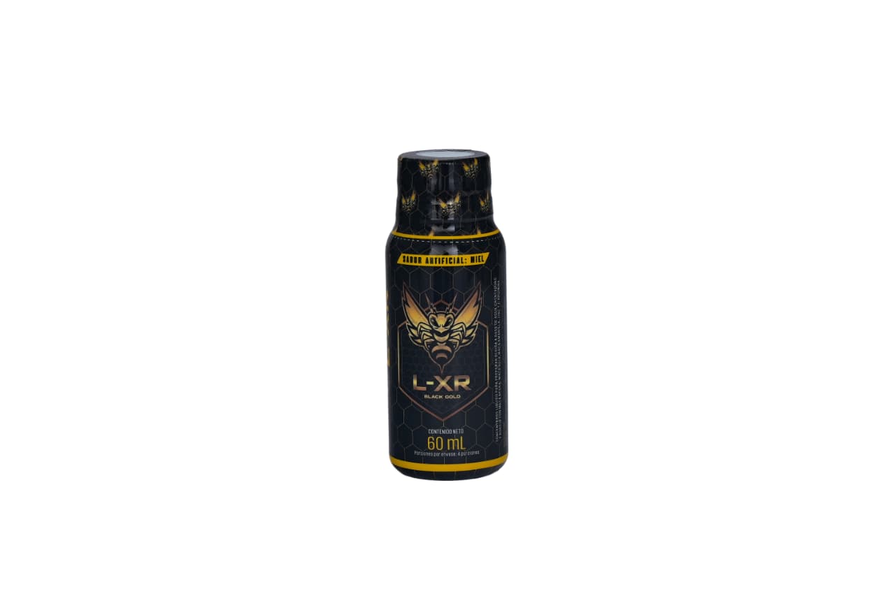 BEBIDA COLOMBIANA ELIXIR L-XR BLACK GOLD PAQUETE CON 6 BOTELLAS DE 60ML
