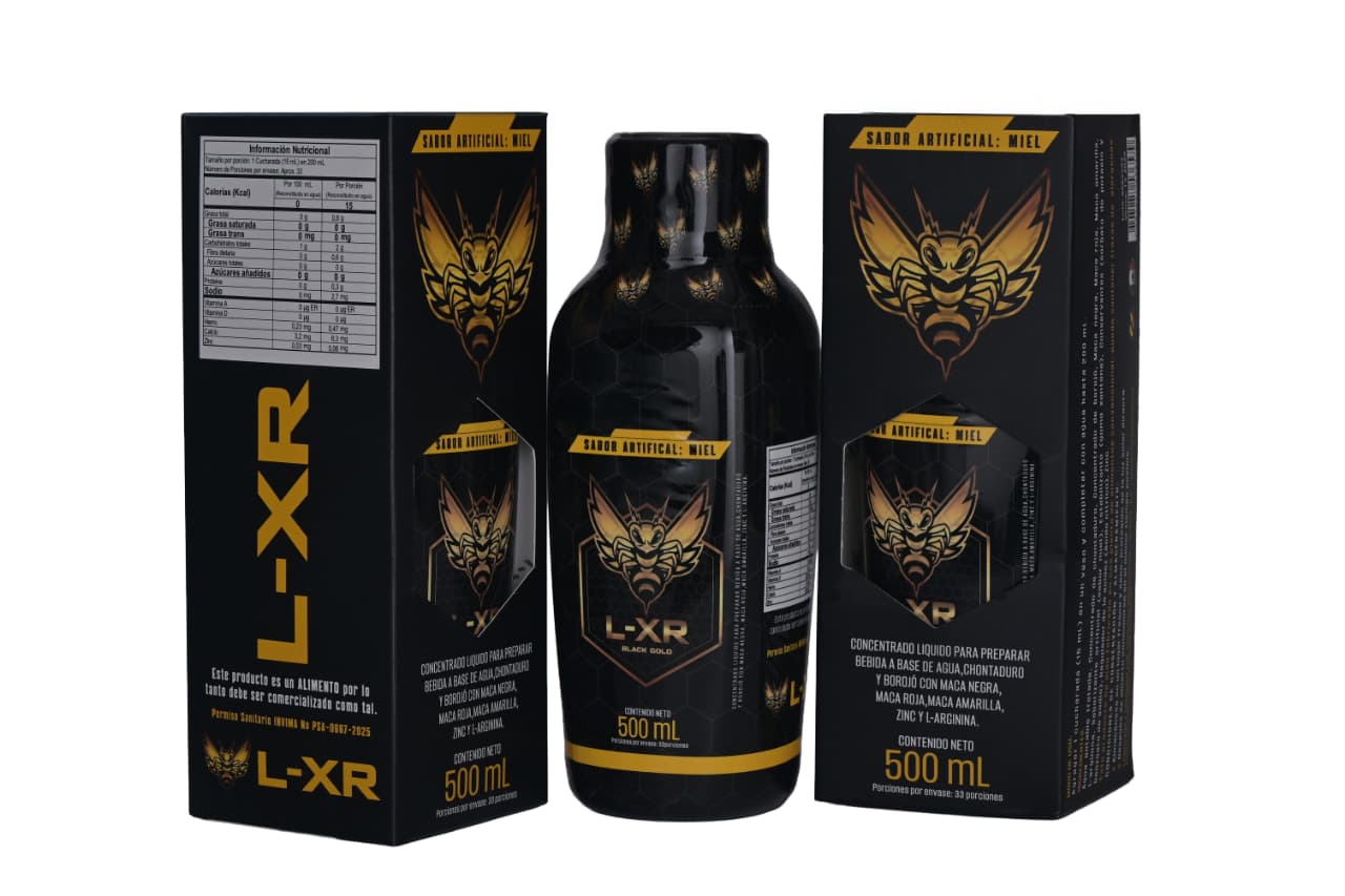 BEBIDA COLOMBIANA ELIXIR L-XR BLACK GOLD 500ML ORIGINAL