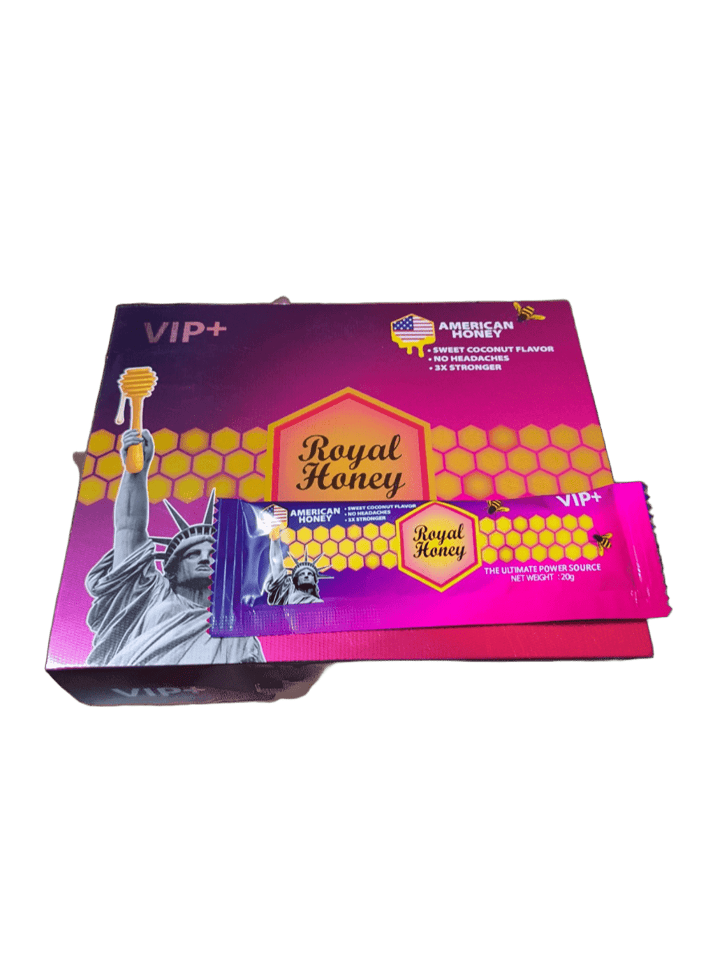 MIEL ROYAL HONEY VIP SABOR COCO CON 12 SOBRES DE 20G NATURAL