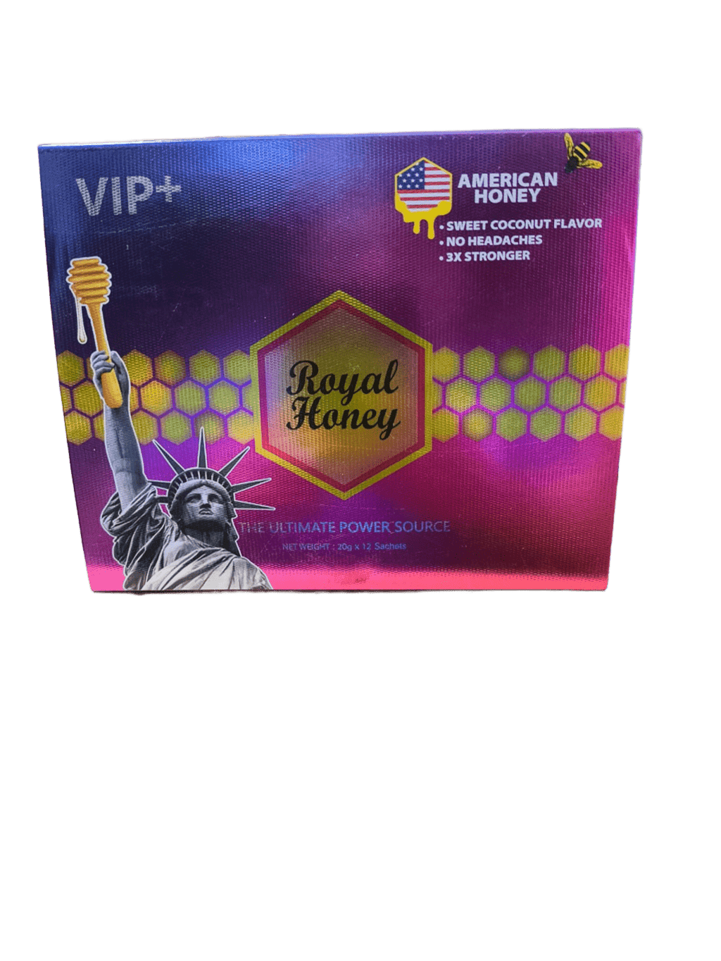 MIEL ROYAL HONEY VIP SABOR COCO CON 12 SOBRES DE 20G NATURAL